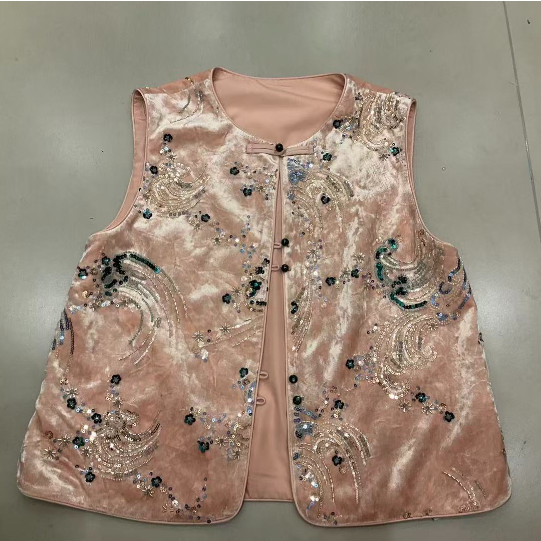 【深圳南油二姐】秋季新中式重工刺绣百搭显瘦马甲3602