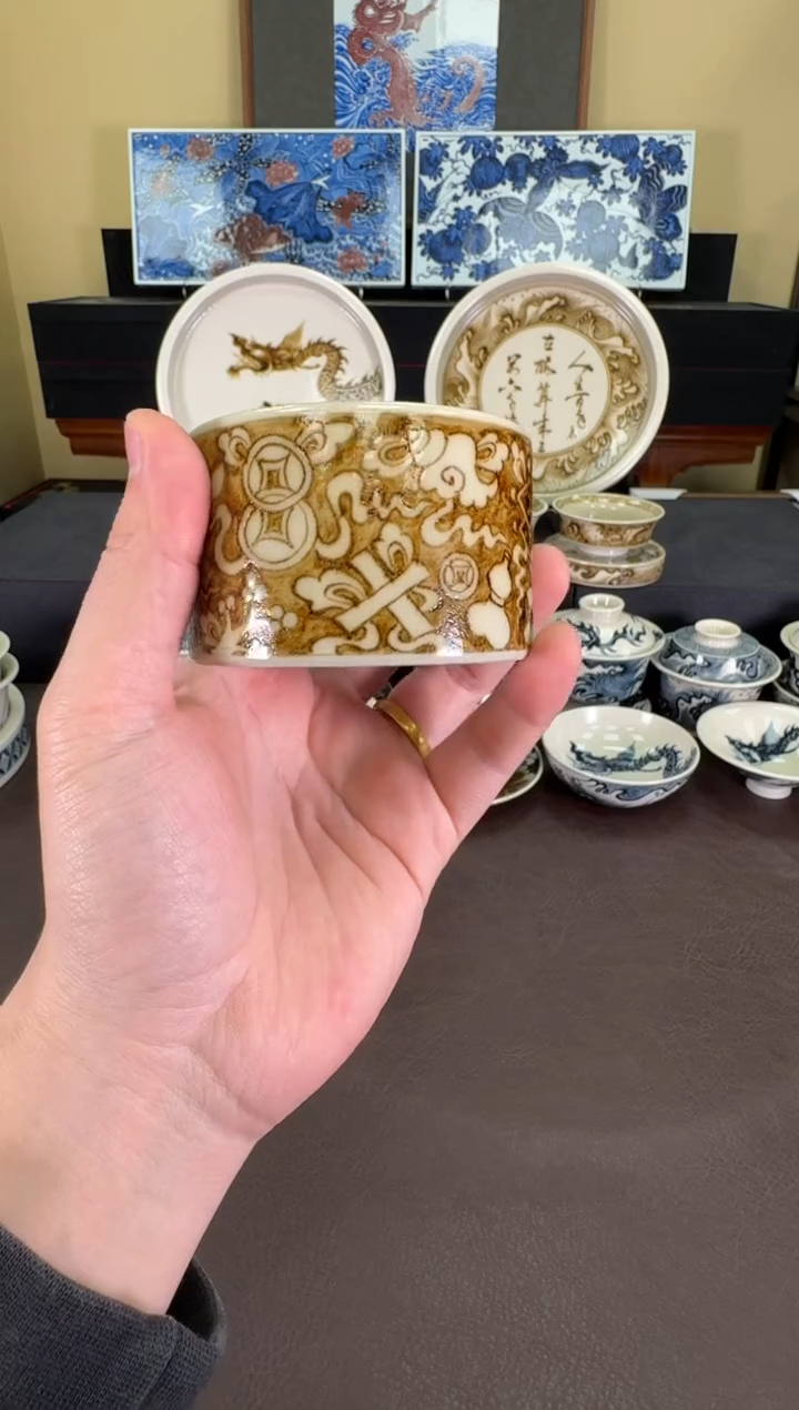 【闪购商品】釉里金纯杂宝纹扳指杯