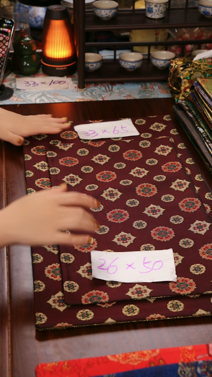 【琵琶宝相花双面】中国风干泡织锦茶席33*65