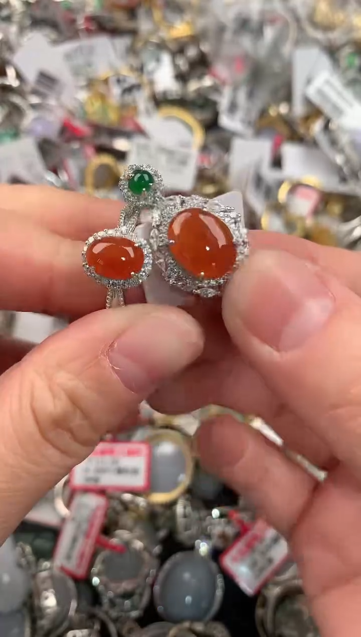 银S925镶嵌戒指翡翠444              10