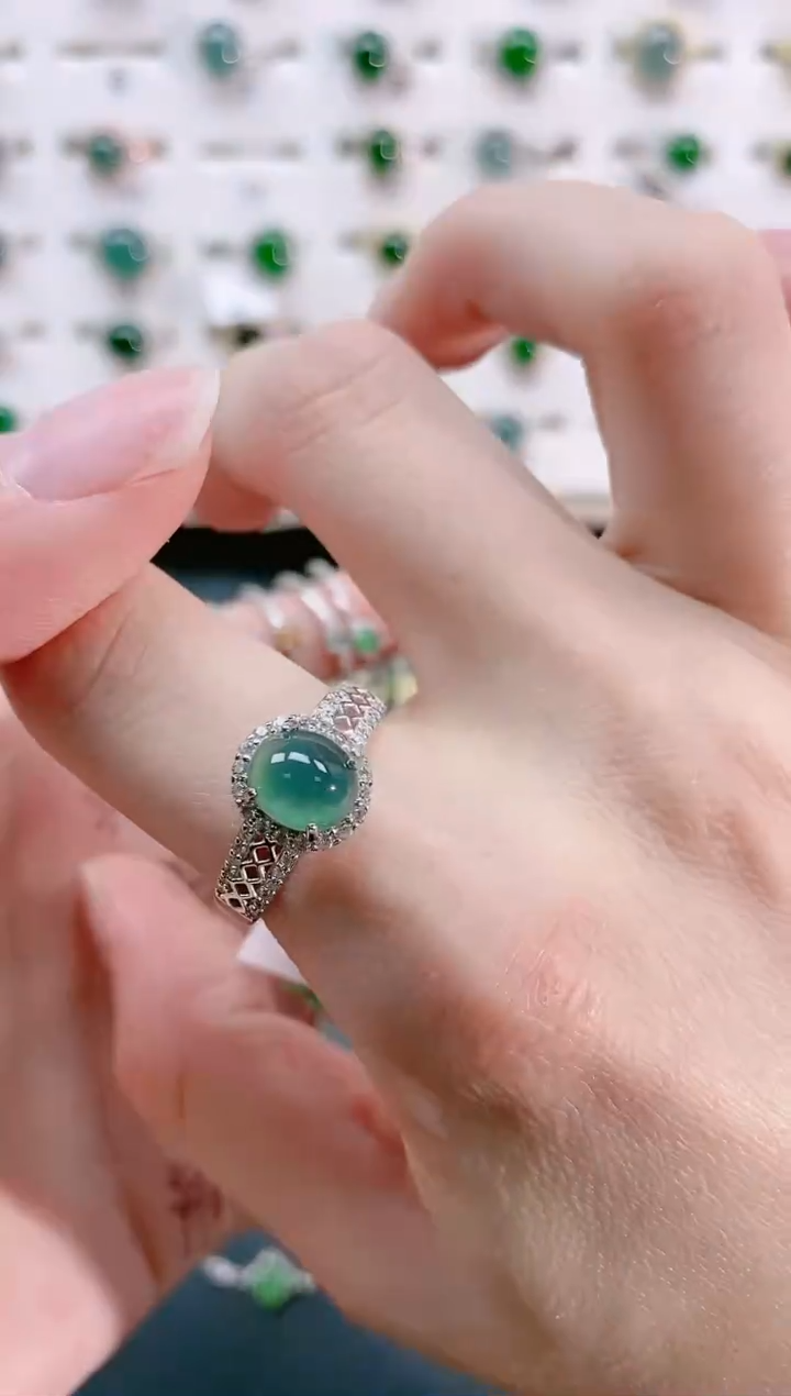 【闪购商品】翡翠戒指银S925镶嵌天然翡翠