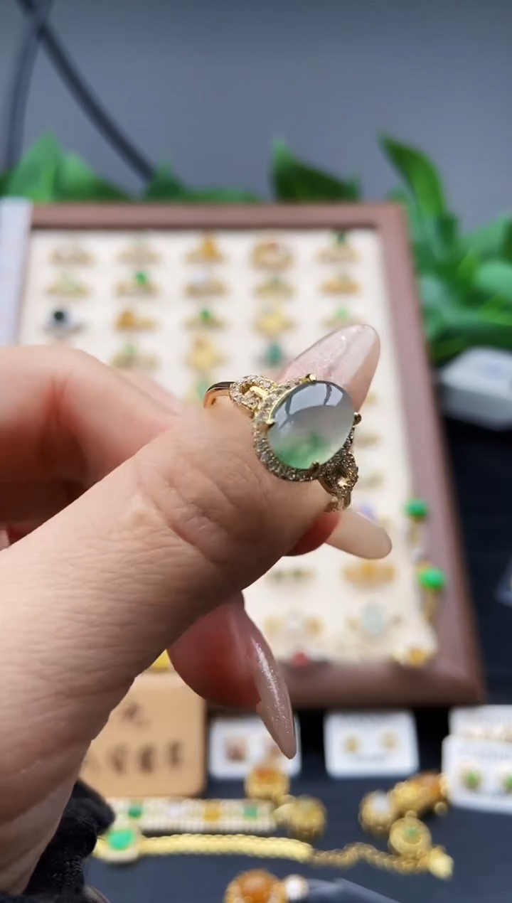 银S925镶嵌戒指翡翠12