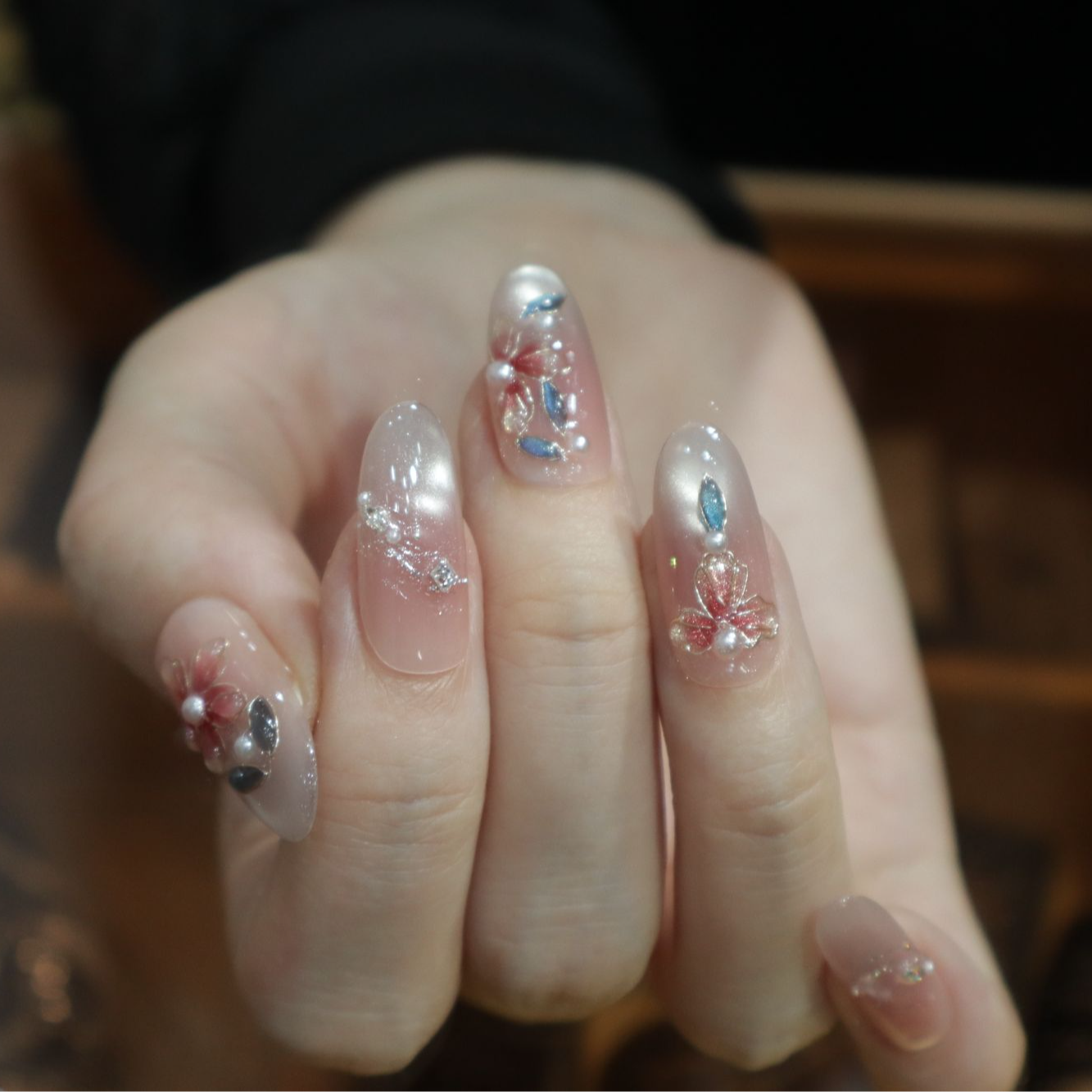 032贵妃酒纯手工穿戴甲美甲