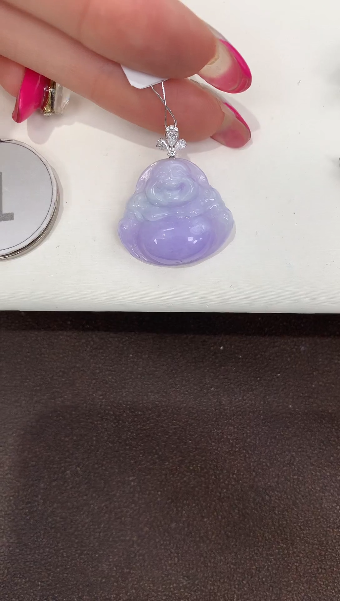 颈饰18K金镶嵌翡翠缅甸a货翡翠