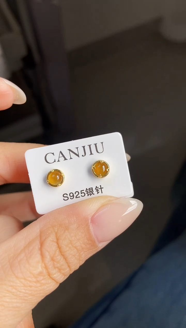 银S925镶嵌翡翠耳饰12