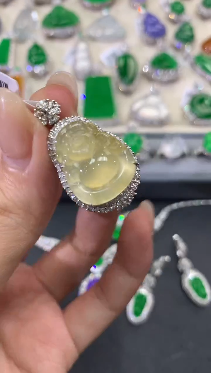 【闪购商品】翡翠吊坠(不含链)18K金镶嵌w91          