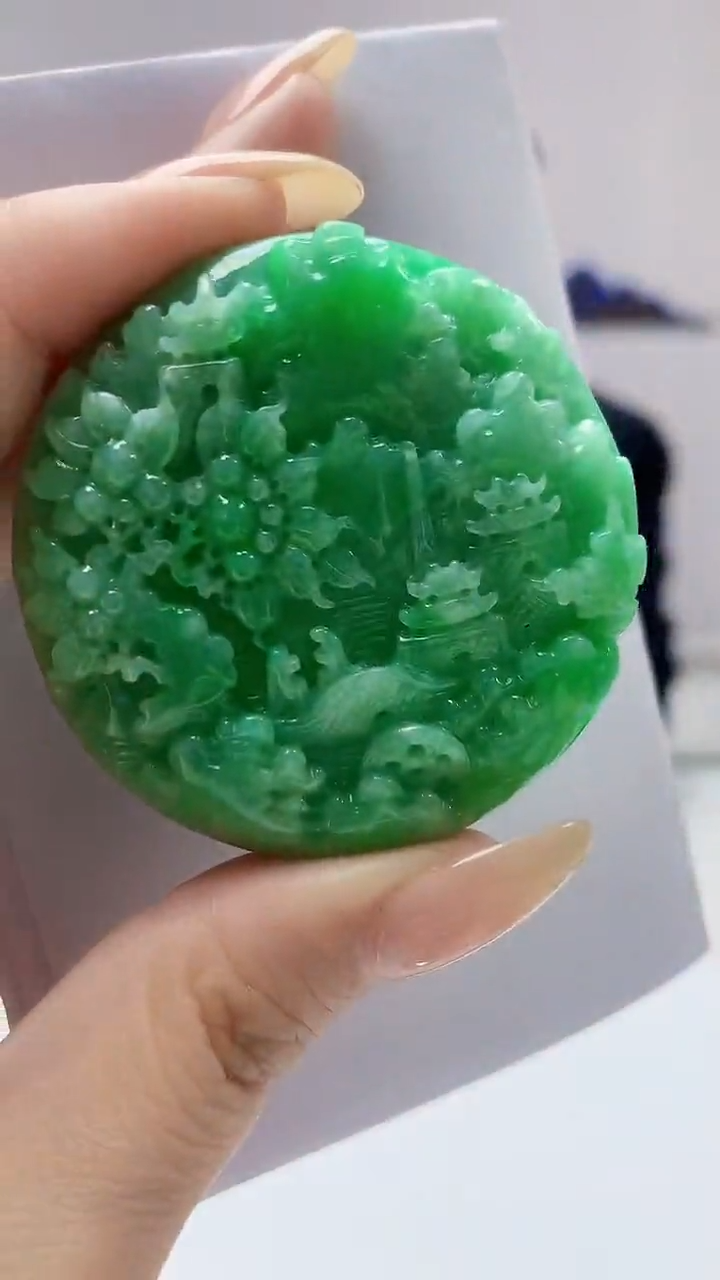 定制翡翠未镶嵌4969DD-毛货挂件山水85