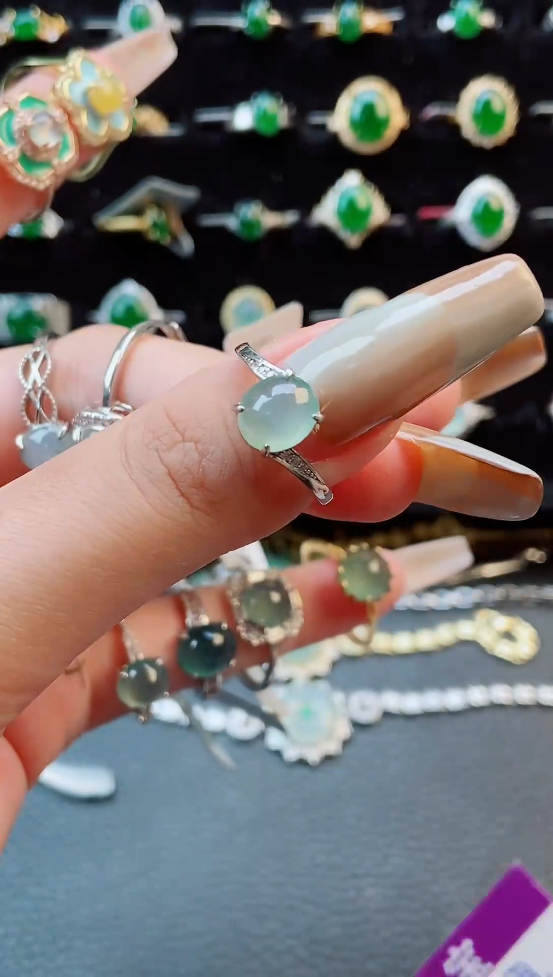 【闪购商品】翡翠戒指银S925镶嵌戒指38