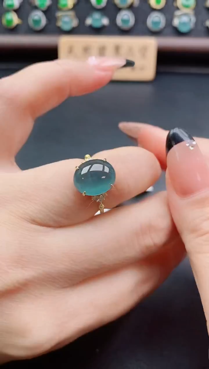 银S925镶嵌戒指翡翠1