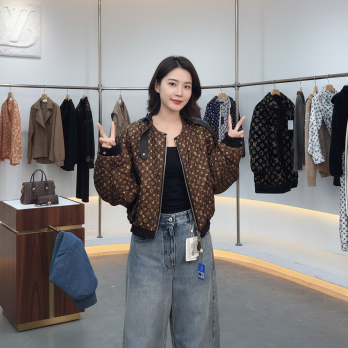 未使用 LouisVuitton/路易威登 两面穿内里满印拉链外套 黑色/36