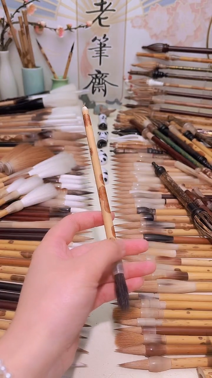 【闪购商品】红湘妃牛角杆纯黑尖紫毫出峰3.0cm