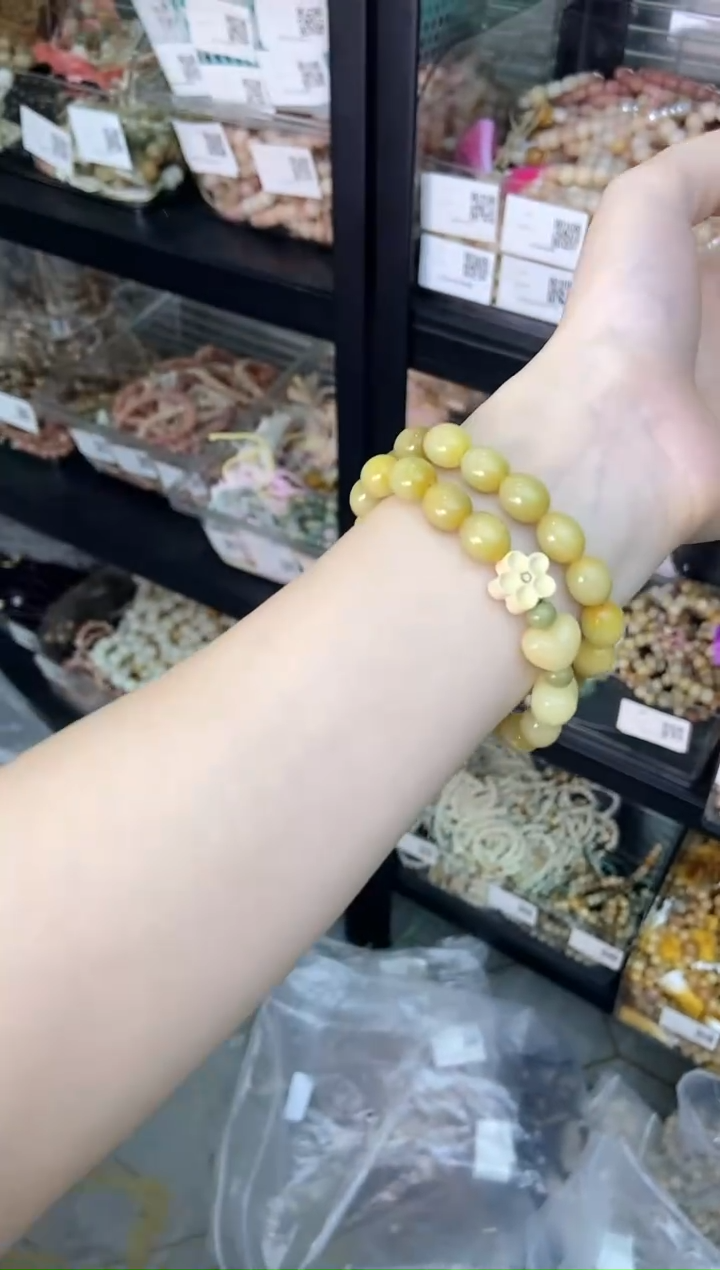 手串菩提根/象牙果黄鹅蛋爱心双圈 D-006-25