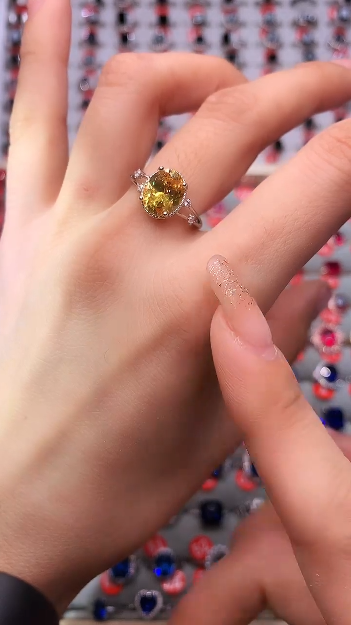 【闪购商品】黄晶戒指银S925镶嵌111111