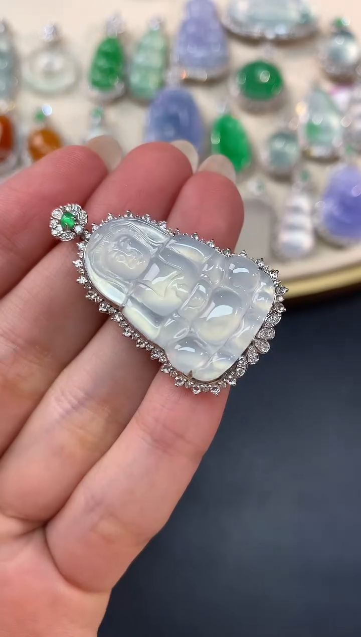 【闪购商品】翡翠吊坠(不含链)18K金镶嵌A34|12800