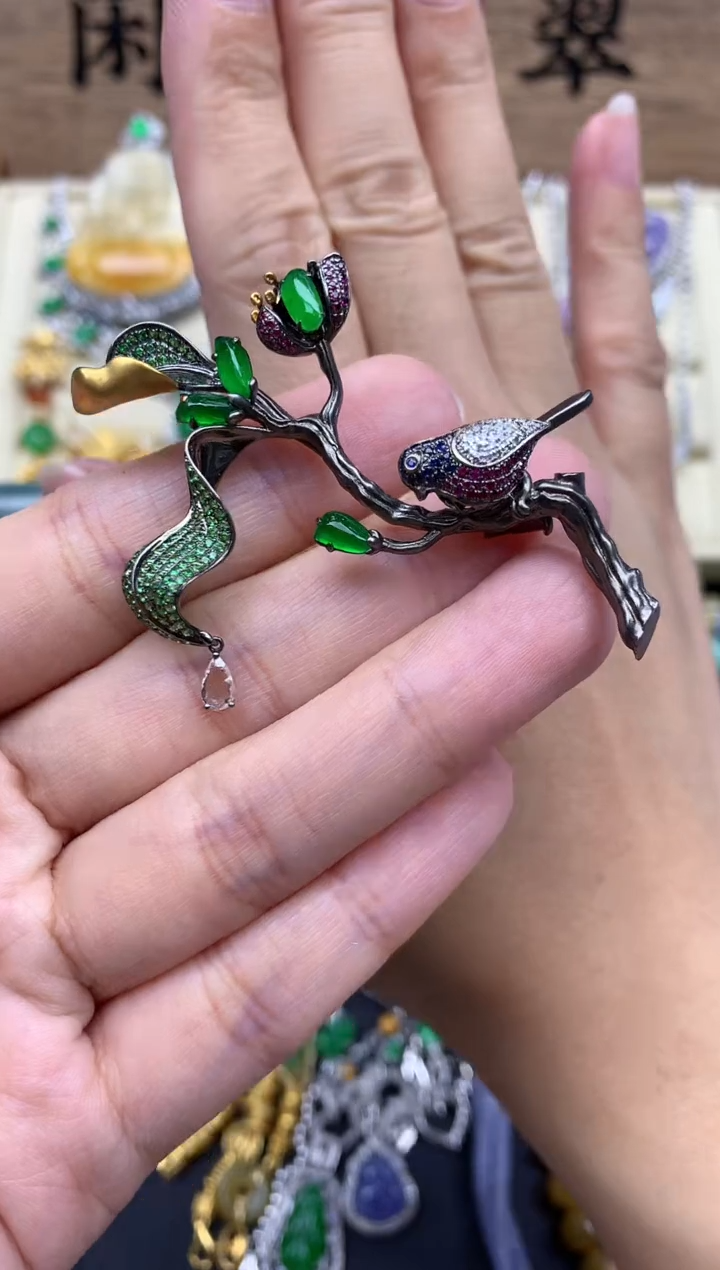 翡翠18K金镶嵌颈饰651-春日珠宝