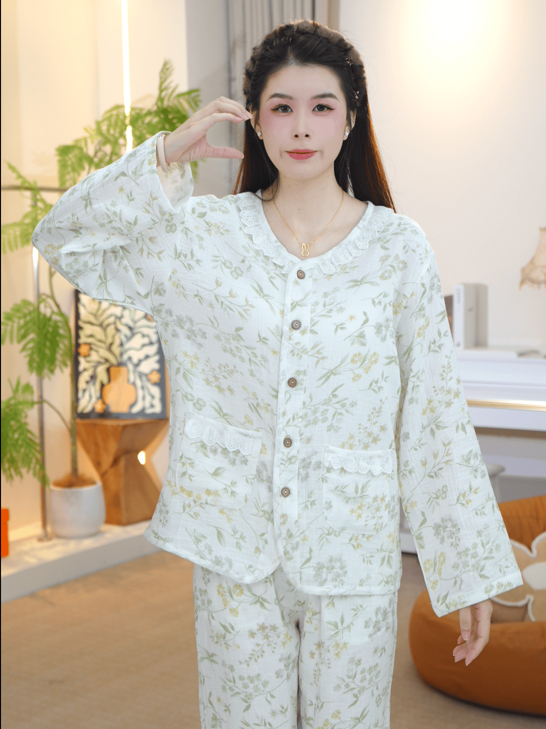 【纯棉时代】2025秋款女士舒适纯棉睡衣家居服薄款AYR