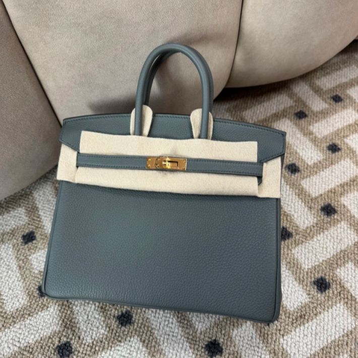 99新 Hermes/爱马仕 【66活动】Birkin25 杏仁绿 Togo皮D刻金扣包
