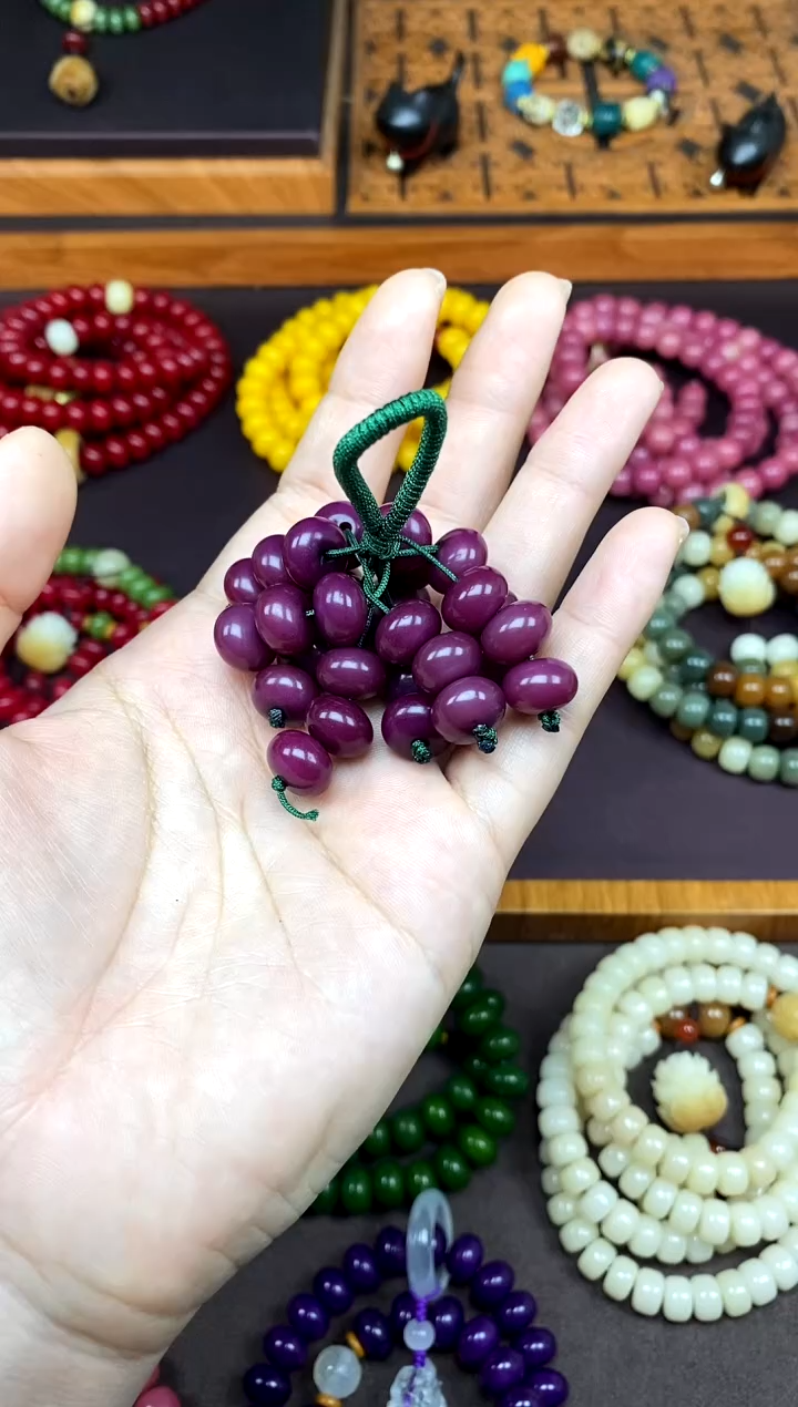 手串白玉菩提紫PT串挂件    
