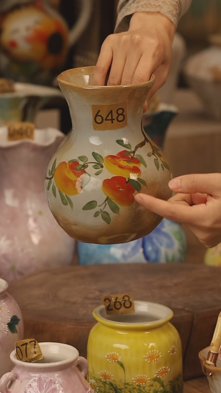 陶瓷景德镇设计师手作花器摆件侘寂风@M648@