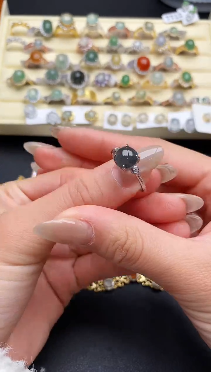 【闪购商品】翡翠戒指银S925镶嵌77777777+6