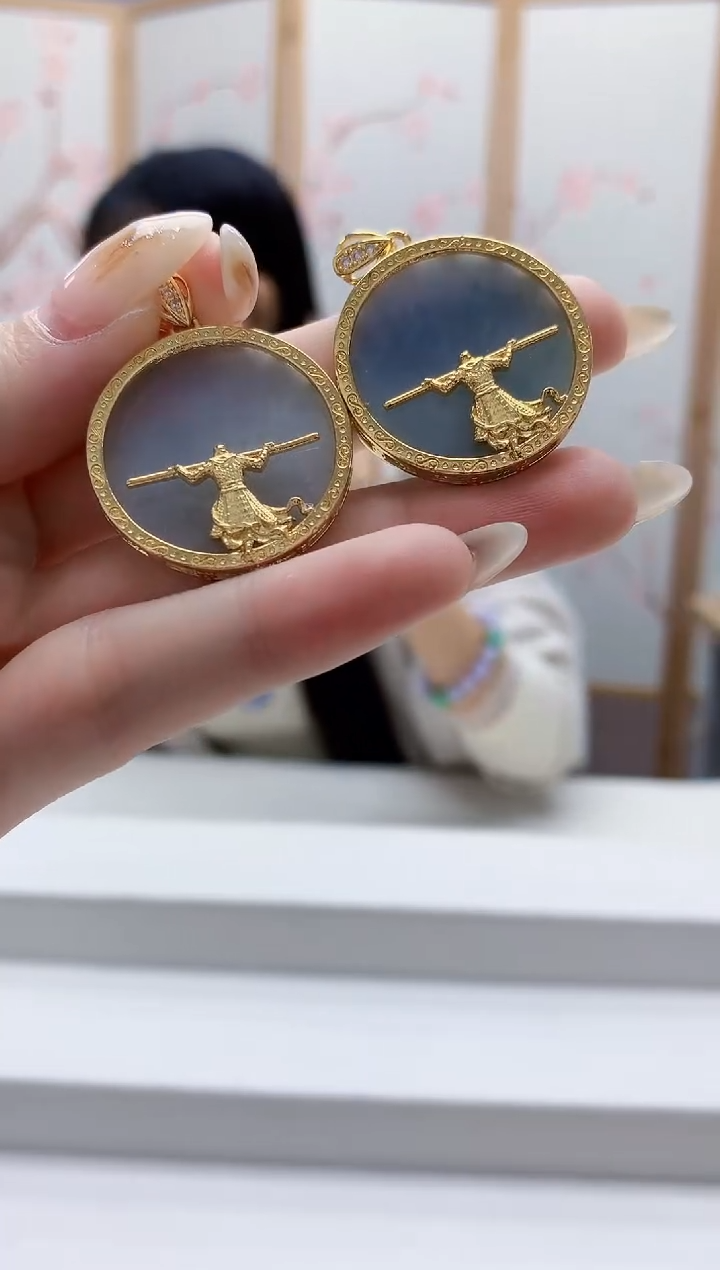 颈饰未镶嵌翡翠3495jw-jj挂件一对3