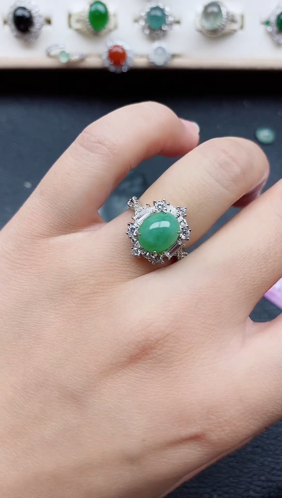 【闪购商品】翡翠戒指银S925镶嵌11111