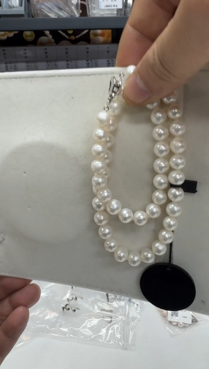 【闪购商品】淡水珍珠项链银S925镶嵌无核-冷白 9-10mm