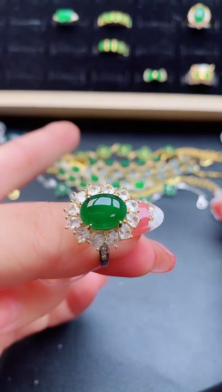 【闪购商品】翡翠戒指银S925镶嵌12121