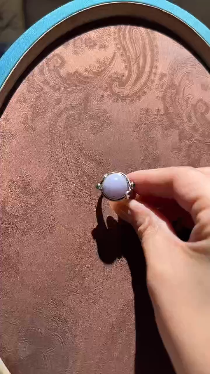 【闪购商品】翡翠戒指银S925镶嵌红翡绿翠 12号