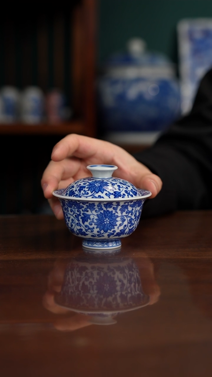 晓月柴窑 缠枝盖碗