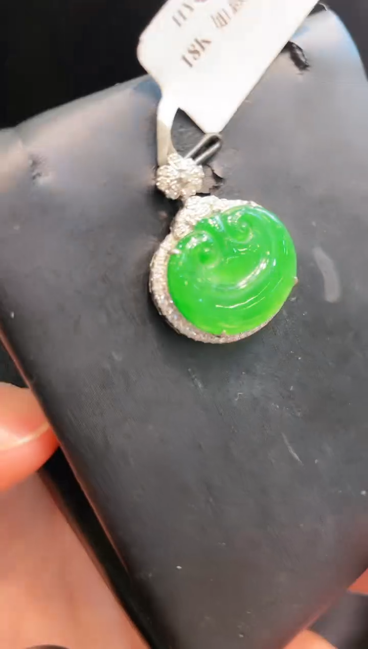 【闪购商品】翡翠颈饰18K金镶嵌A34天然A货翡翠