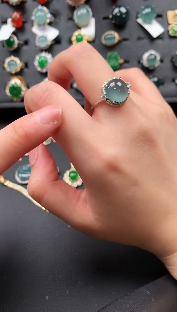 【闪购商品】翡翠戒指银S925镶嵌52141