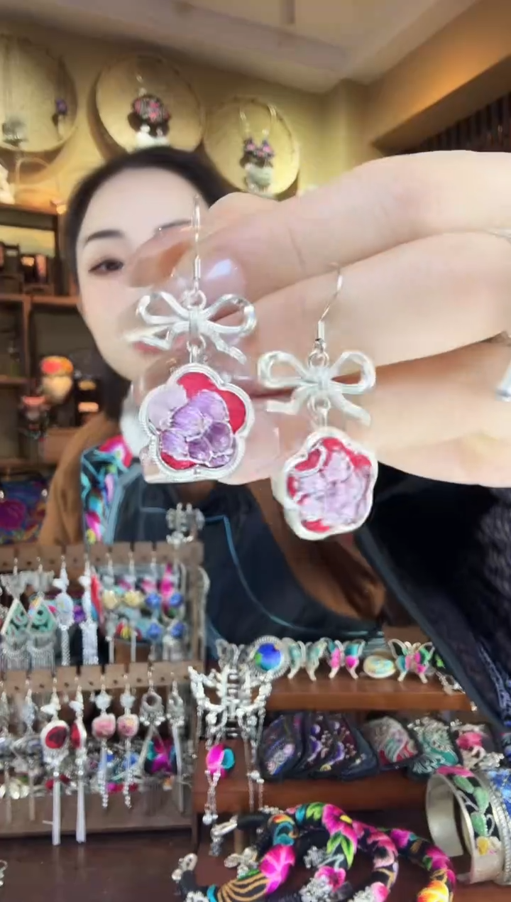 刺绣非遗刺绣民族风耳环