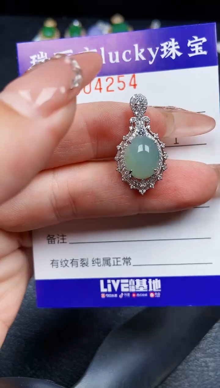 翡翠银S925镶嵌颈饰4254