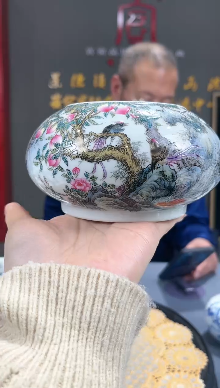 【闪购商品】官窑瓷画院905官窑瓷画院寿桃绶带鸟水洗