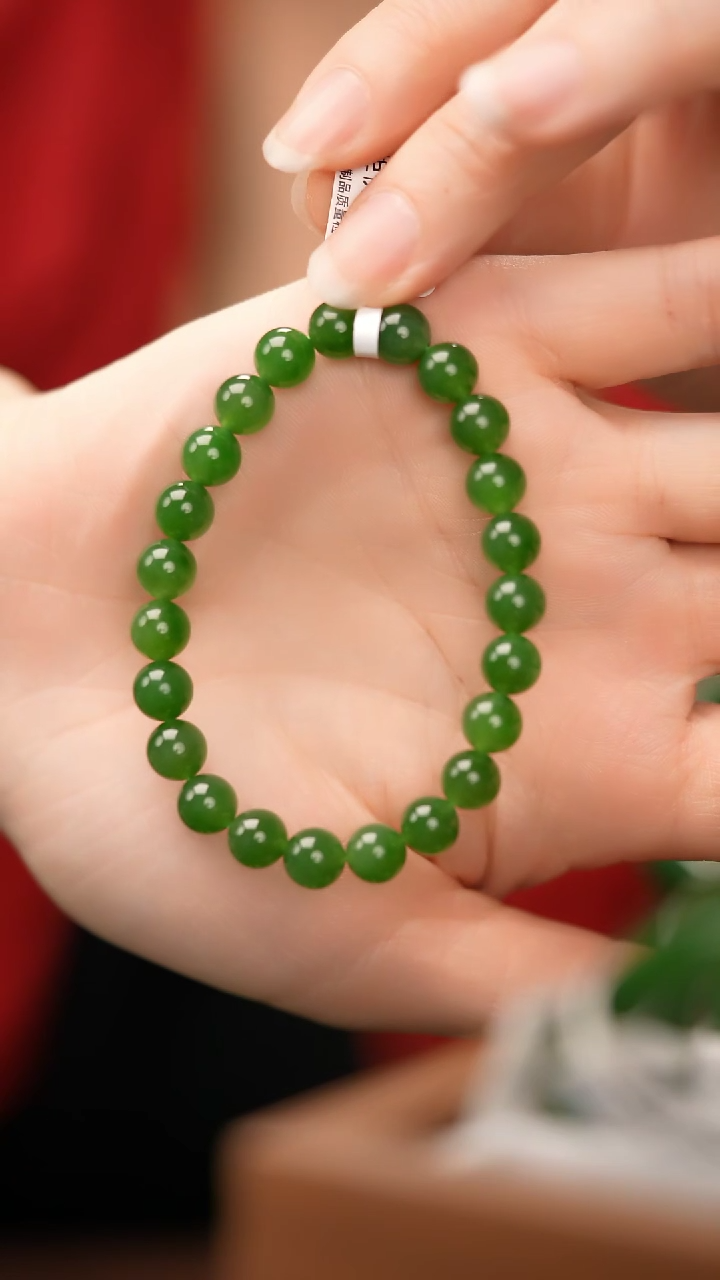 【闪购商品】和田玉（碧玉）手链未镶嵌±8mm和田玉碧玉手链