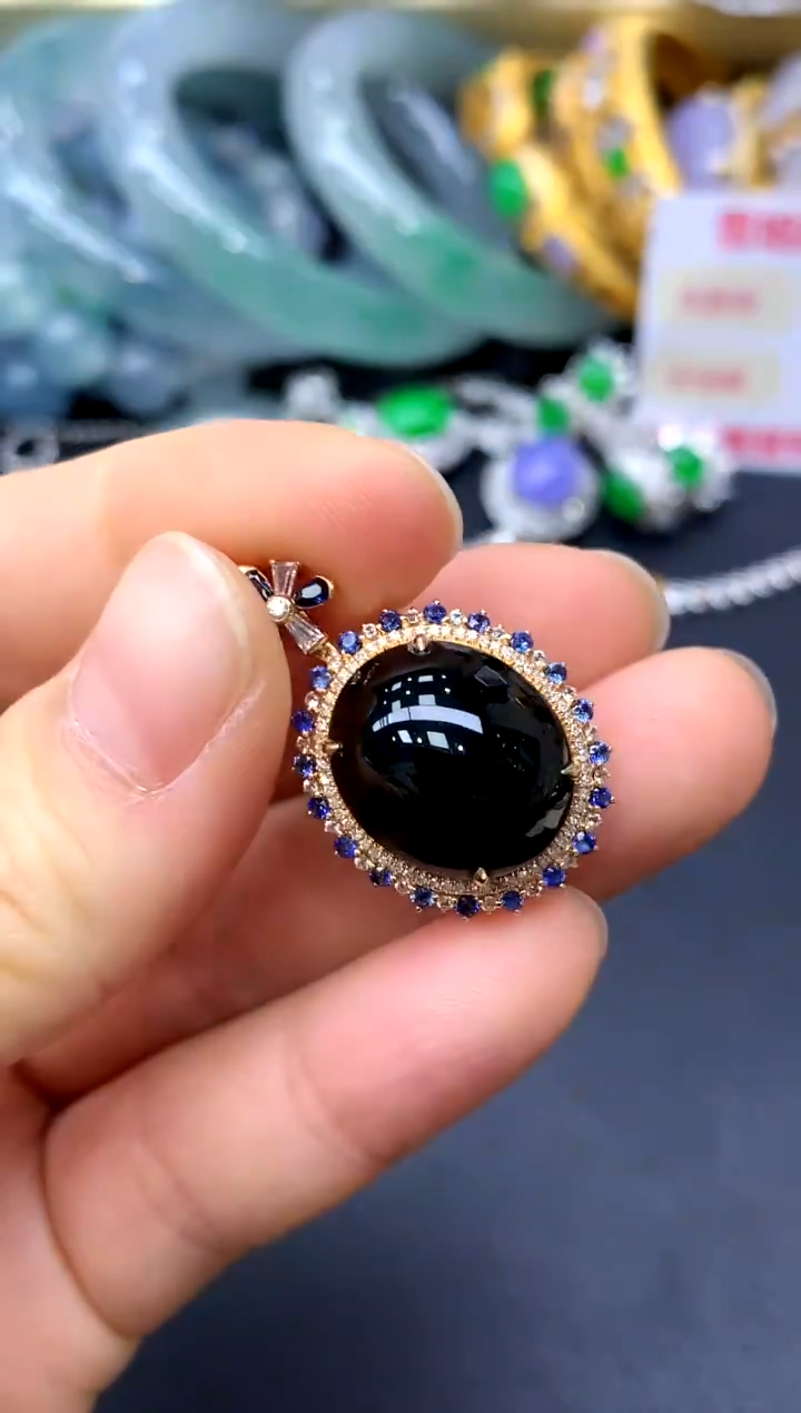 颈饰18K金镶嵌翡翠401-中国好珍宝