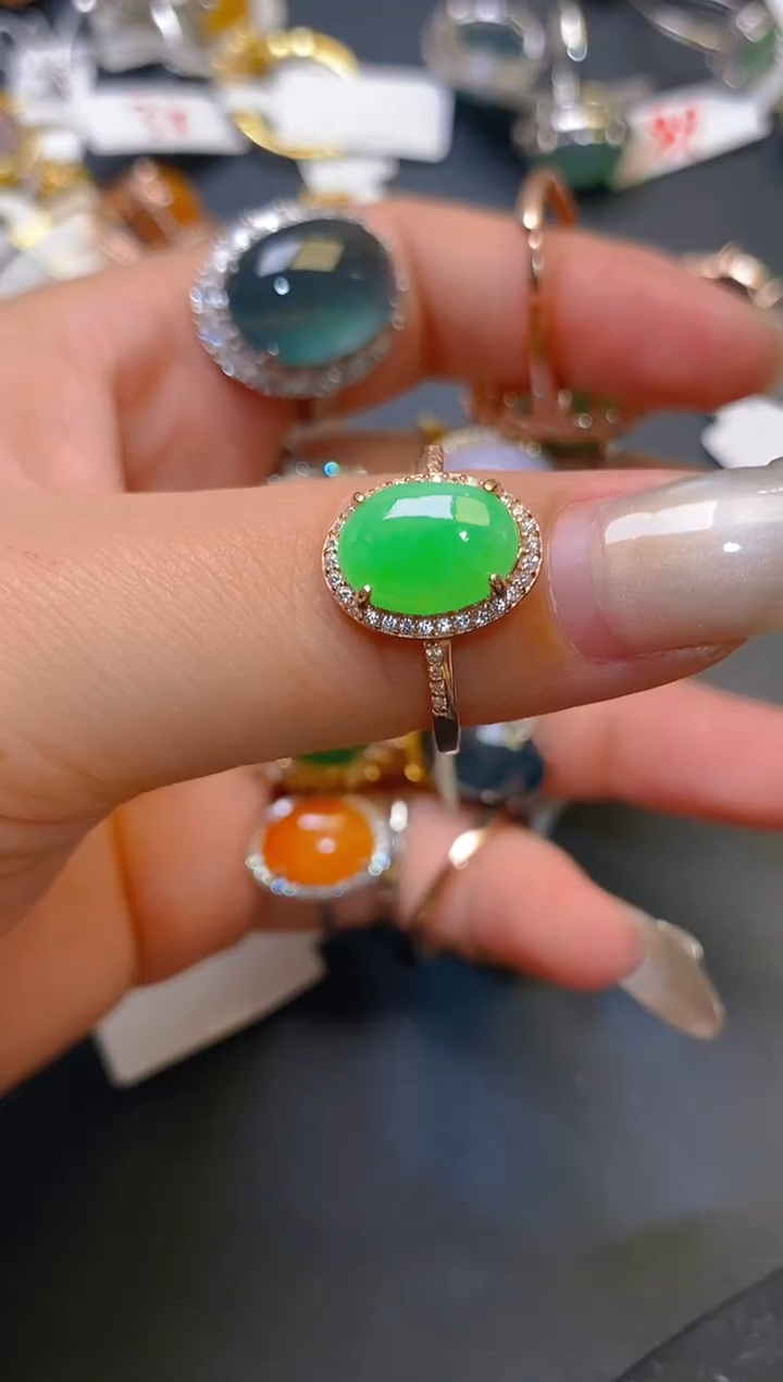 【闪购商品】翡翠耳饰银S925镶嵌天然A货翡翠1