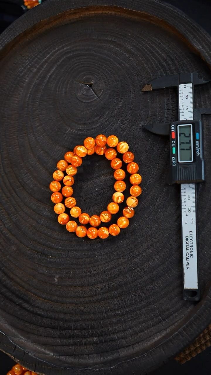 未镶嵌蜜蜡裸石亮皮老蜡妖孽花双圈9mm