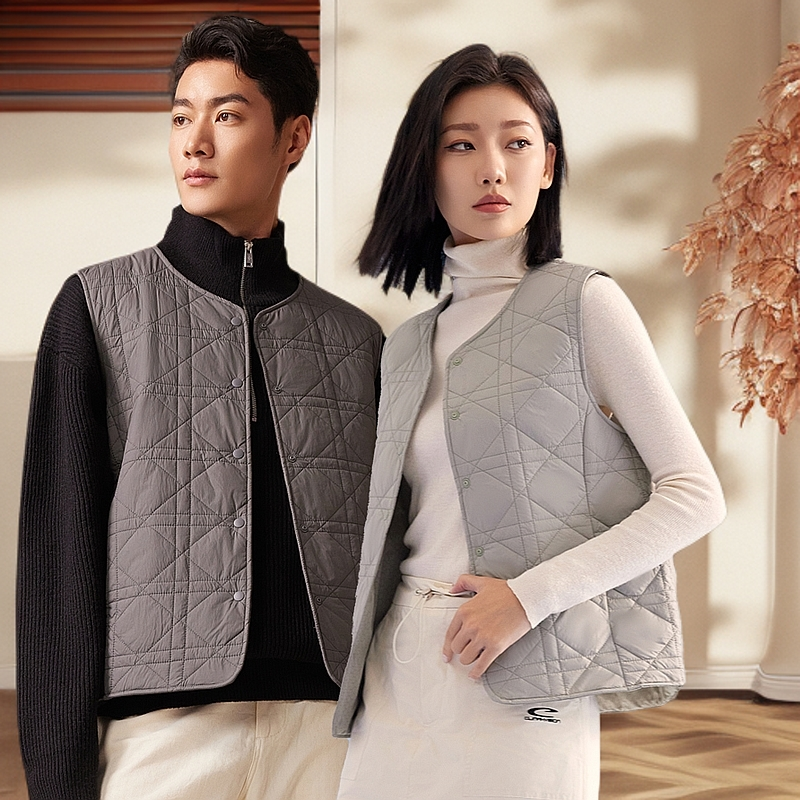 元陌7302男女同款 马甲背心保暖圆领 保暖上装百搭马夹加厚绵羊毛