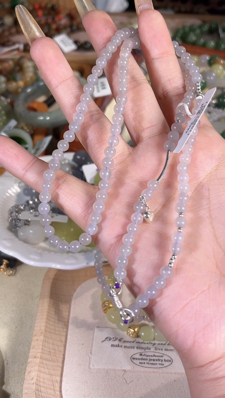 项链银S925镶嵌和田玉多样性发其一孤品默认微瑕