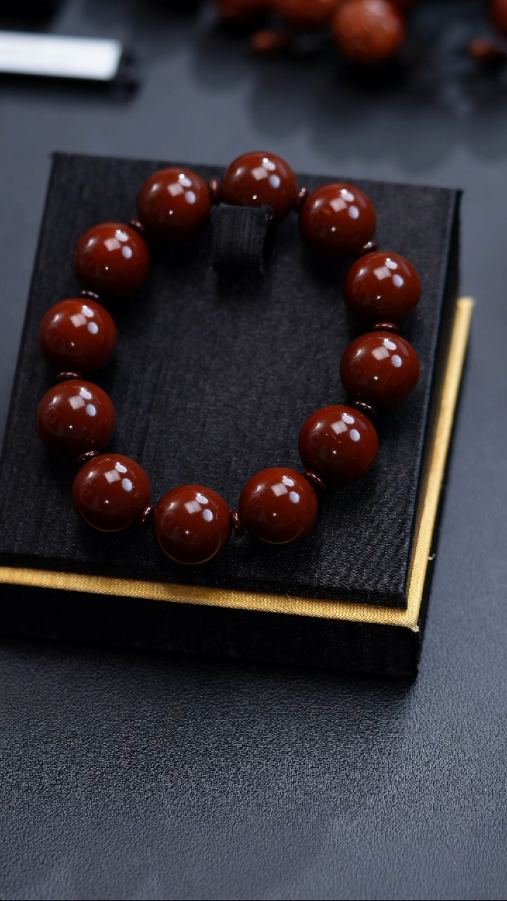 手串橄榄核老*正圆光珠17