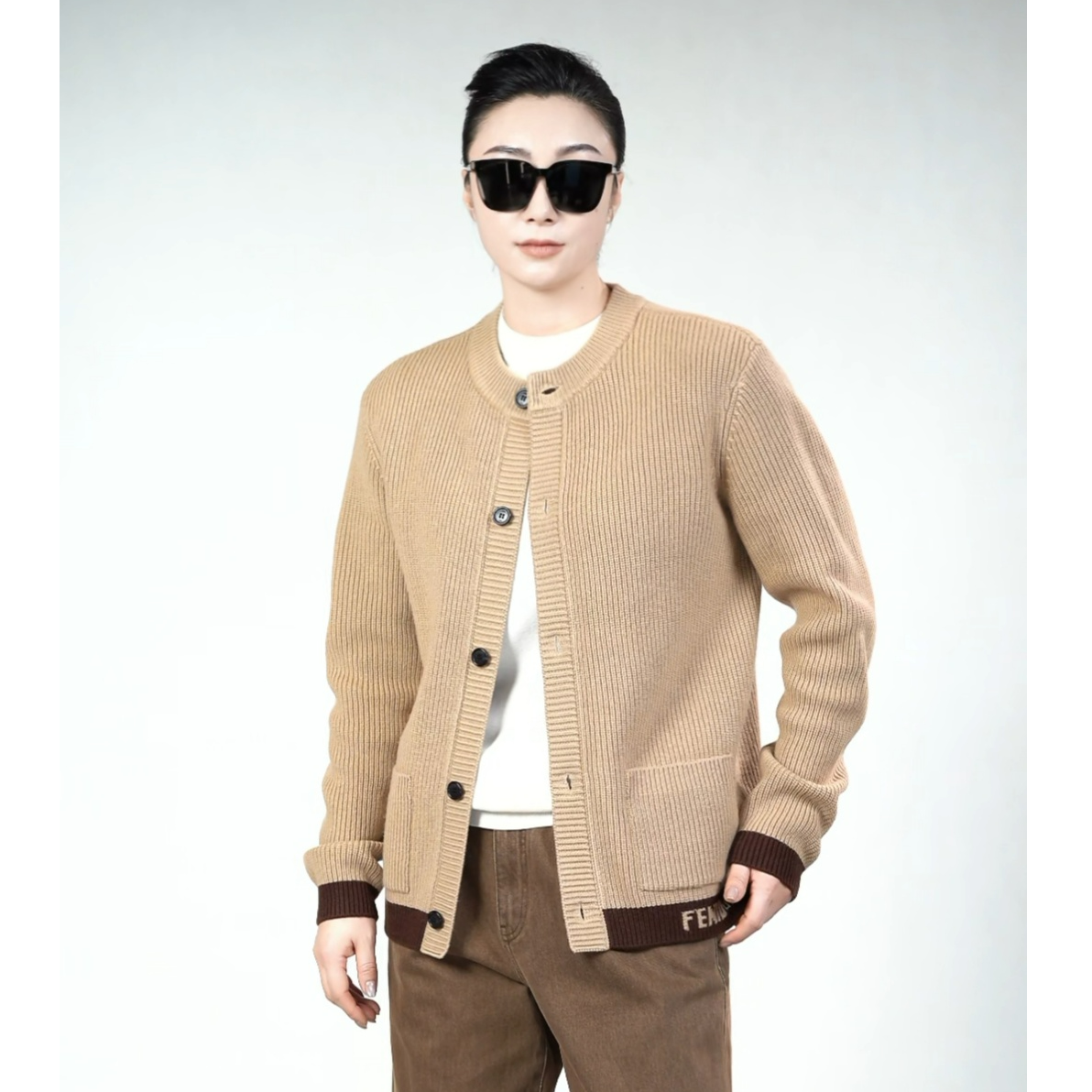 芬澜迪男士羊毛针织开衫外套11607秋冬男装轻奢舒适时尚羊毛外套