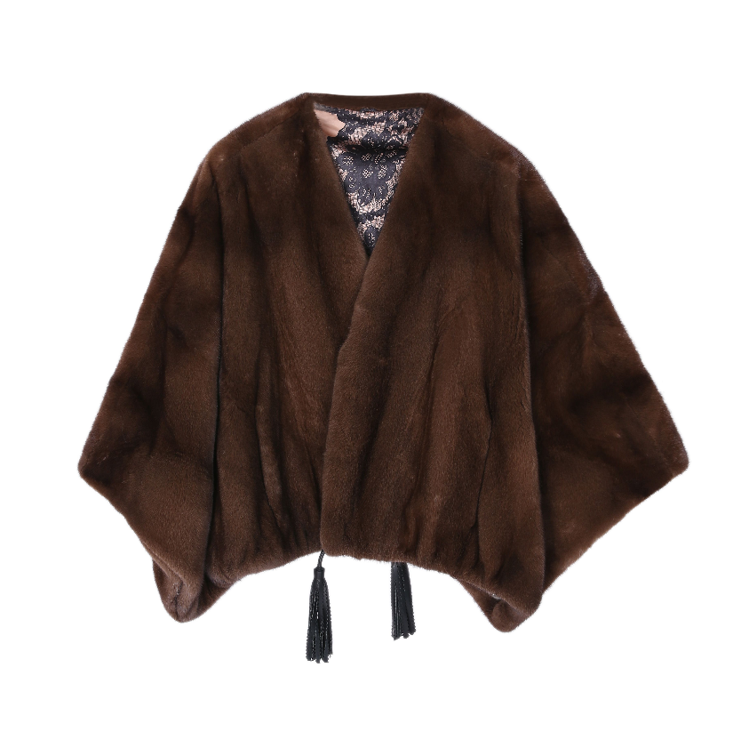 MDL23926进口天鹅绒水貂斗篷披肩时尚水貂外套女士短款