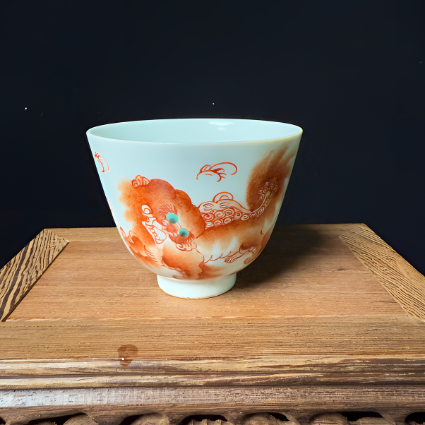 清同治矾红彩狮纹主人杯sgbgc-2111692