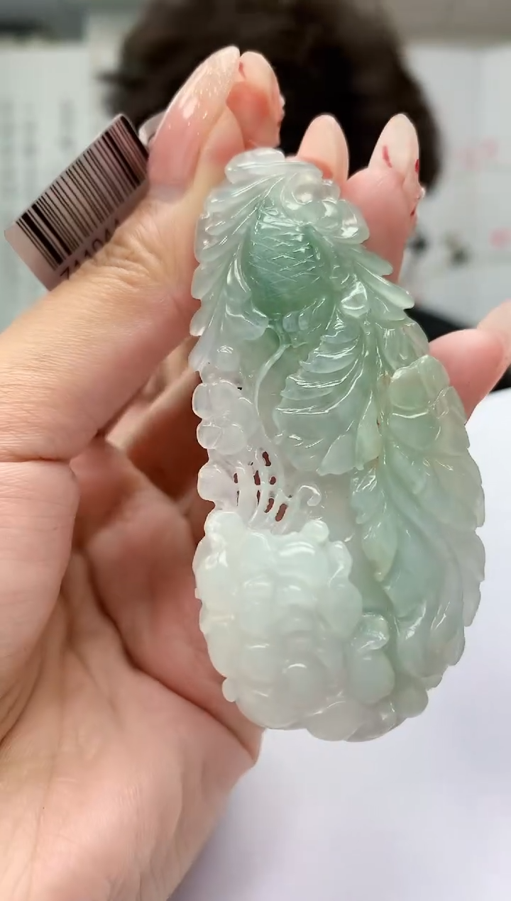 【闪购商品】定制翡翠未镶嵌4688MM-毛货挂件23