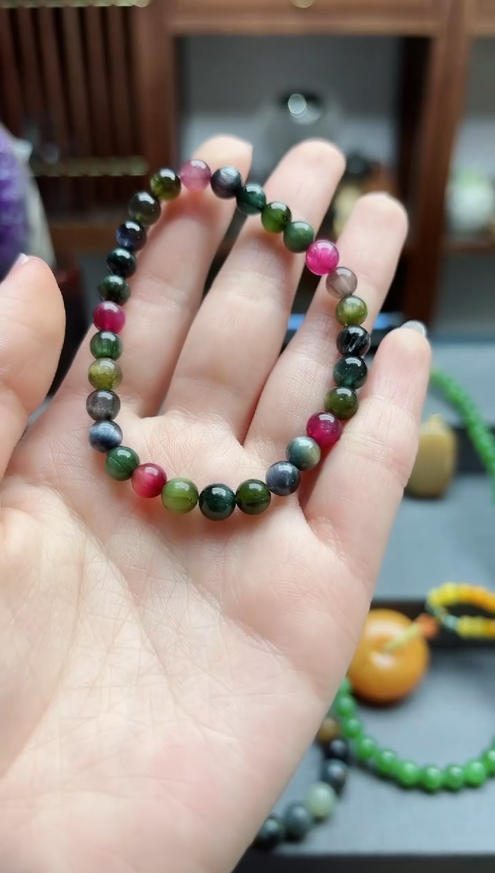 【闪购商品】碧玺手串未镶嵌猫眼碧玺手串 QJG