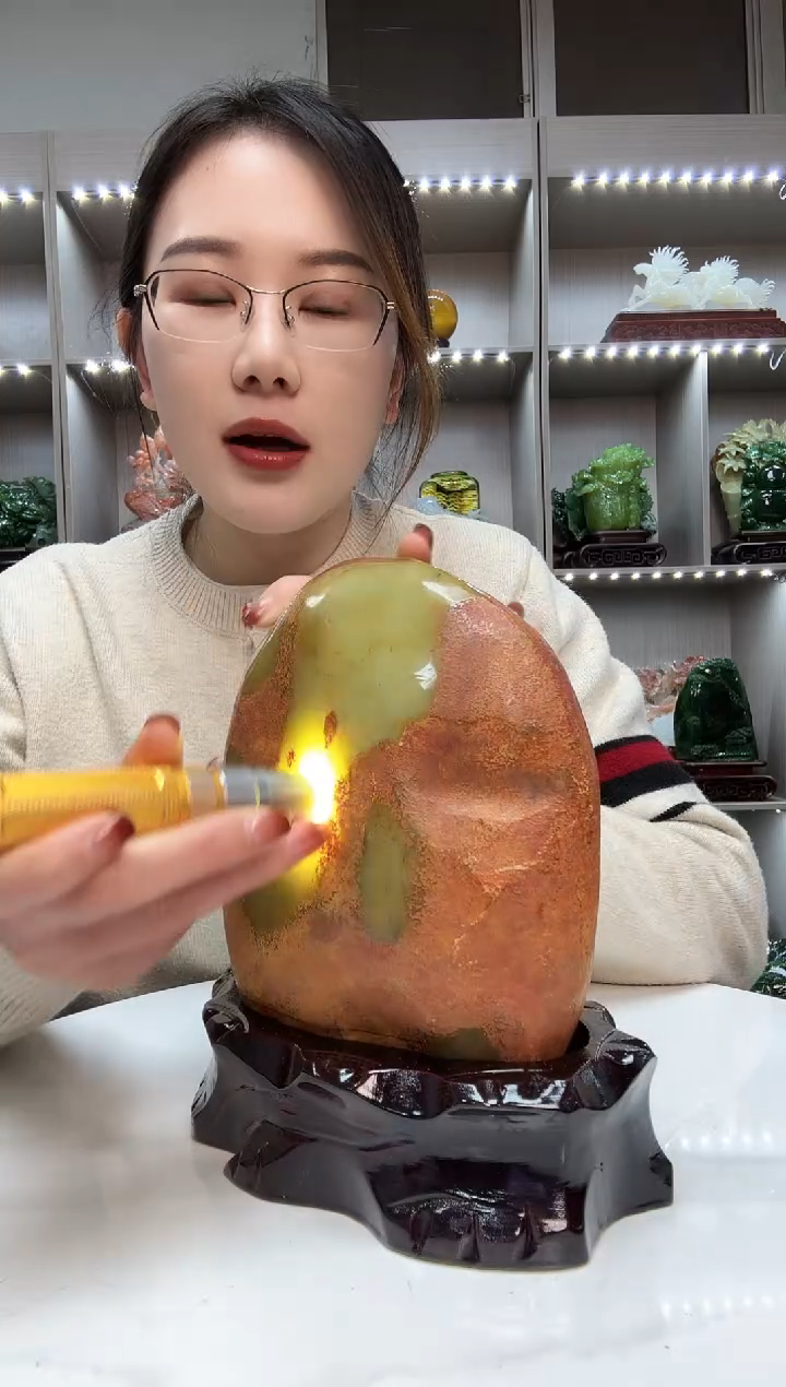 未镶嵌蛇纹石玉珠宝奇石石头摆件办公室客厅玄关高档摆设礼品