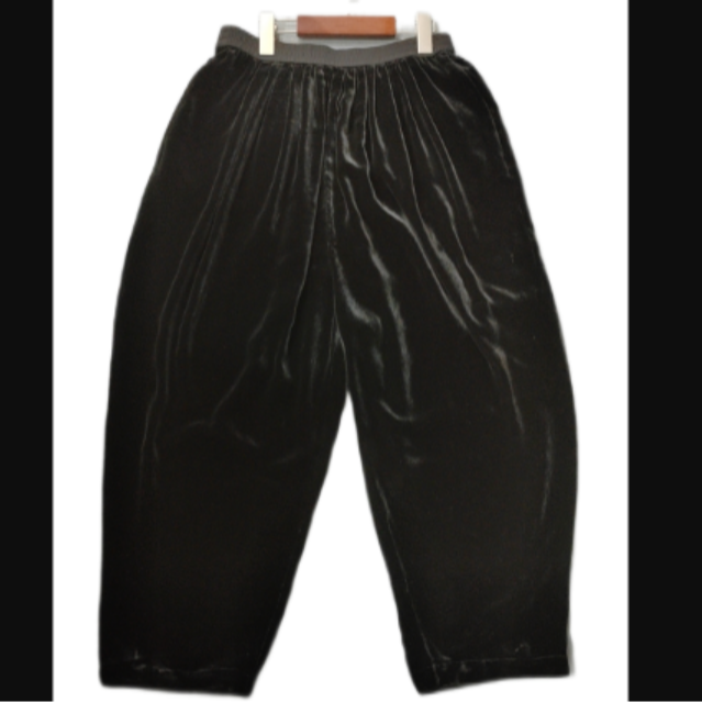 华 新中式风桑蚕丝 黑色植绒裤子 23361