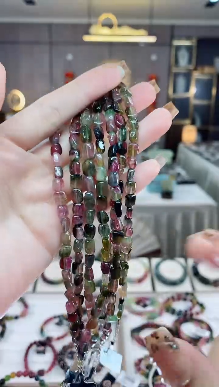 【闪购商品】碧玺西瓜原石单圈手串未镶嵌dan多样性发货一条